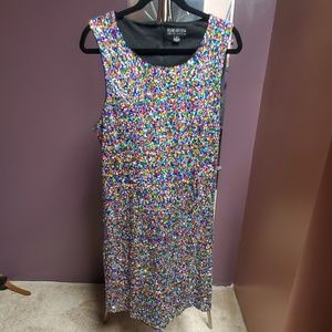 All sequin! All rainbow! Body con dress!